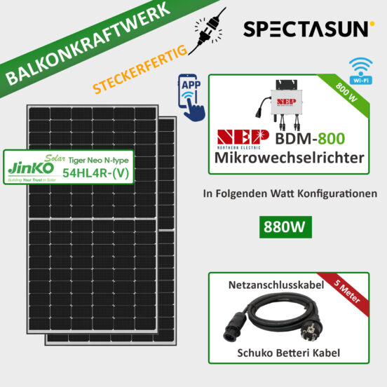 Balkonkraftwerk 880w - Jinko Tiger Neo N-Type Black Frame