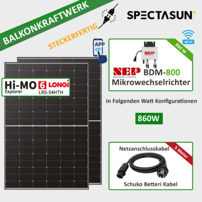 Balkonkraftwerk 860 - Longi Black Frame