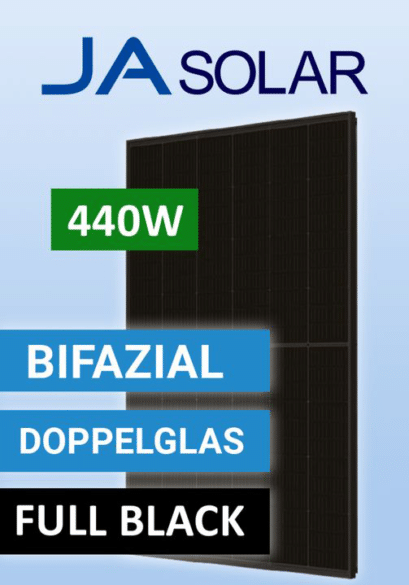 440w JA SOLAR Bifazial Doppelglas | Solar Panel | JAM54D41 LB Full Black
